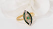 Bague 54 Bague ancienne début XXème en or jaune, émeraudes et diamants 58 Facettes 31726