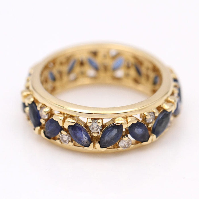 Bague 57 Gold Ring with Sapphires and Diamonds 58 Facettes N102945JC