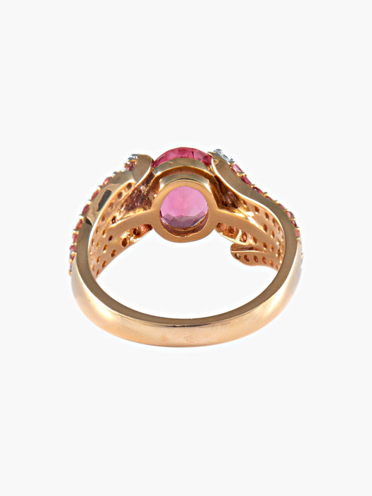 Bague Bague Tourmaline rose, Saphirs roses et Diamants 58 Facettes