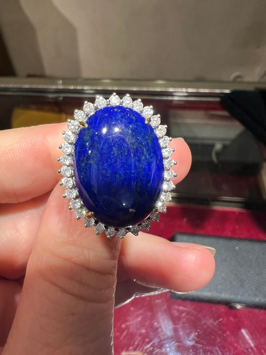 Bague 55 bague lapis lazuli pavage diamants 58 Facettes 7231