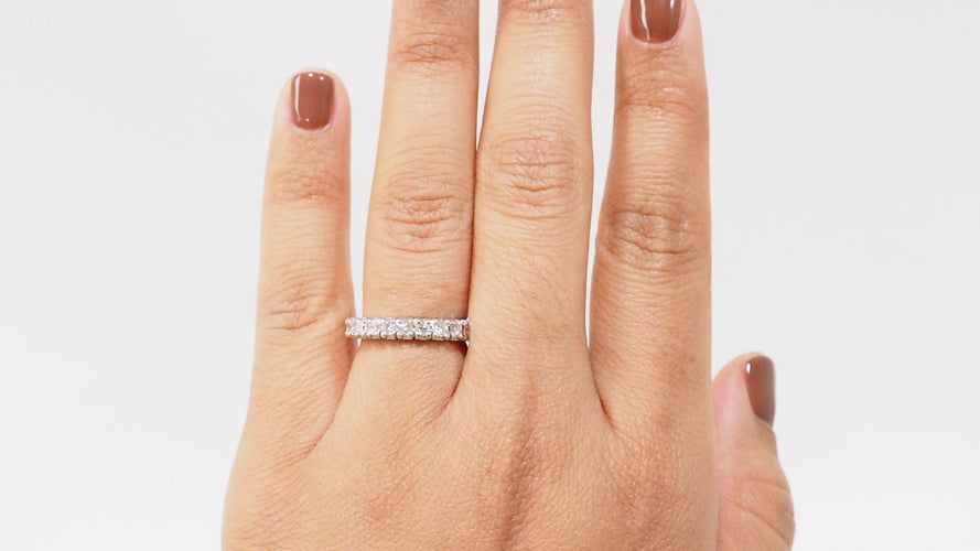 Bague 54 Alliance tour complet en or blanc et diamants 1,20ct 58 Facettes 32490