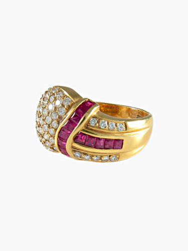 Bague 55 Bague Rubis calibrés Diamants 58 Facettes