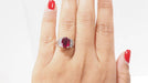 Ring 54 White gold ruby ​​diamond ring 58 Facettes F4962