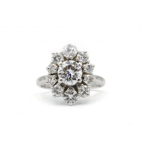 Bague 54 / Blanc/Gris / Or 750 Bague Marguerite Diamants 58 Facettes 220476R