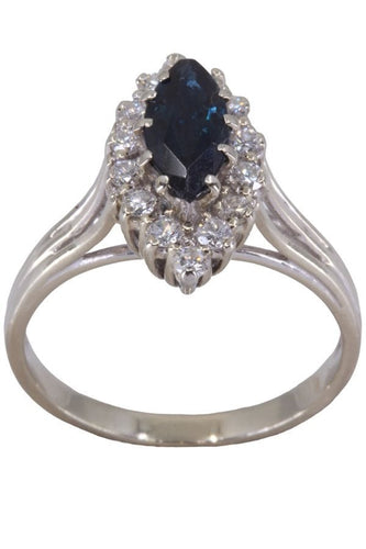 Bague BAGUE MARQUISE OR BLANC SAPHIR ET DIAMANTS 58 Facettes 077511