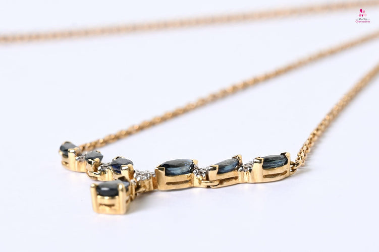 Collier Collier Or jaune Saphirs et Diamants 58 Facettes
