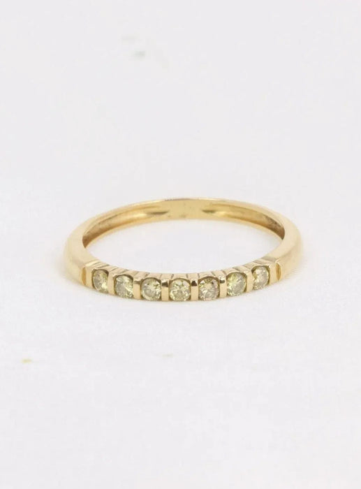 Bague Demi-alliance vintage en or et diamants jaunes 58 Facettes J184