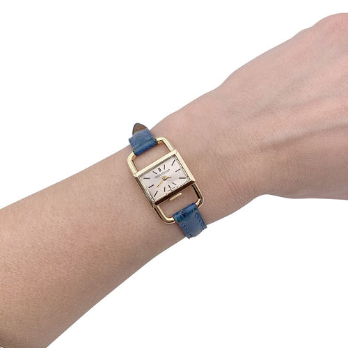 Montre Montre Jaeger Lecoultre & Hermès, "Etrier", or jaune, bracelet cuir. 58 Facettes 32561