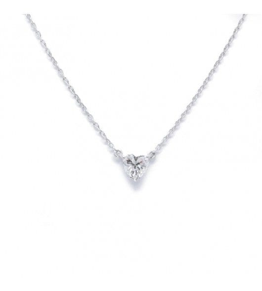 Collier 41.5 cm / Blanc/Gris / Or 750 Collier pendentif Diamant Coeur 0.60 carat 58 Facettes 220385R