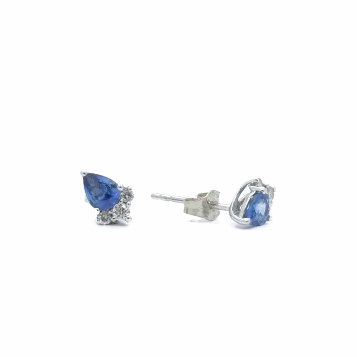 Clous d'oreilles Or gris Saphir Diamants 58 Facettes REF2205-5