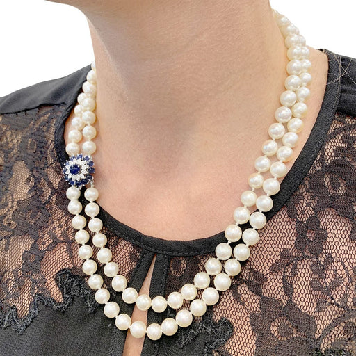 Collier Collier vintage perles, saphirs et diamants. 58 Facettes 32020