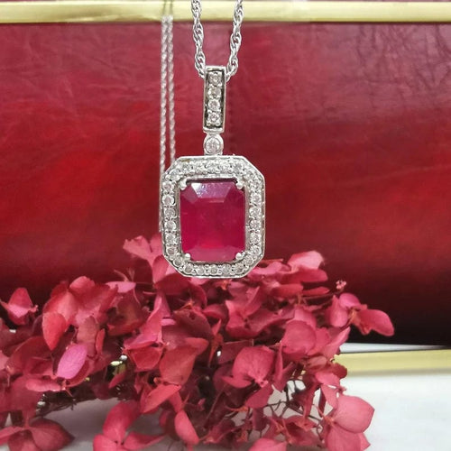 Pendentif Pendentif or blanc 18k diamants et rubis 58 Facettes