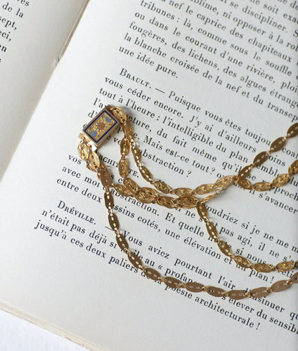 Collier Collier chaîne double or et fermoir émaillé 58 Facettes