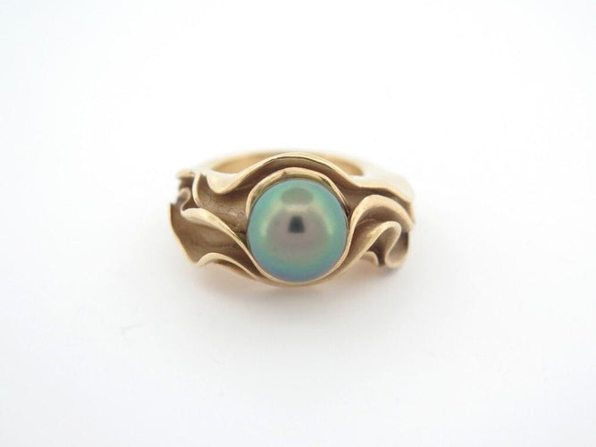 Bague 54 bague perle noire 10mm or jaune 18k 21gr taille 54 black pl 58 Facettes 253779