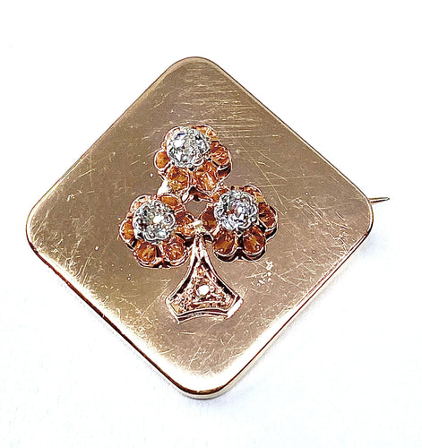 Broche Broche trèfle diamants Napoléon III 58 Facettes