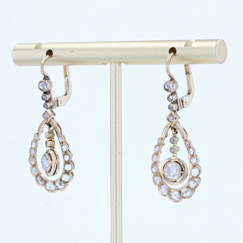 Boucles d'oreilles Pendants d'oreilles anciens or jaune diamants 58 Facettes 22-056