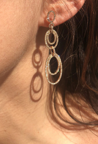 Boucles d'oreilles Boucles d'oreilles or rose multi anneaux en diamant 58 Facettes