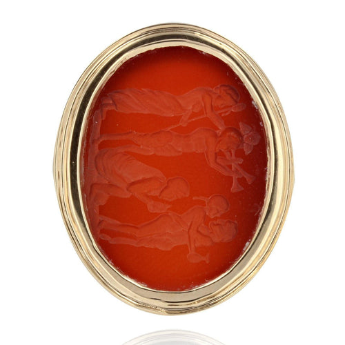 Bague 57 Bague intaille sur cornaline en or 58 Facettes 21-383