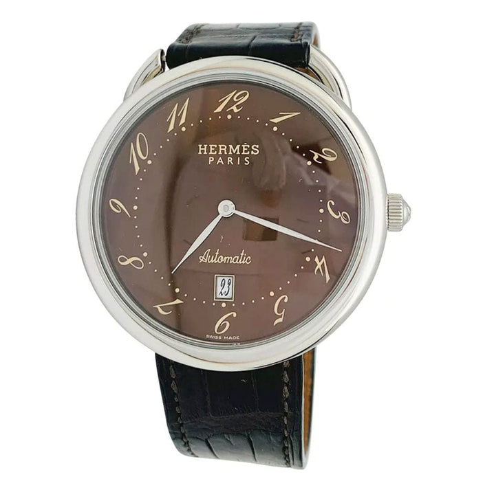 Montre Montre Hermès "Arceau TGM" acier sur cuir. 58 Facettes 31357