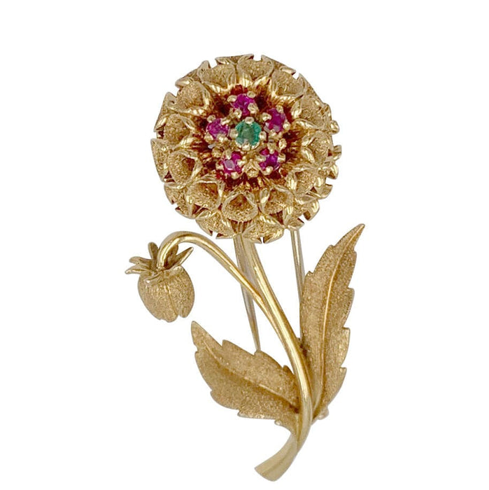 Broche Broche fleur or jaune, pierres de couleur. 58 Facettes 32168