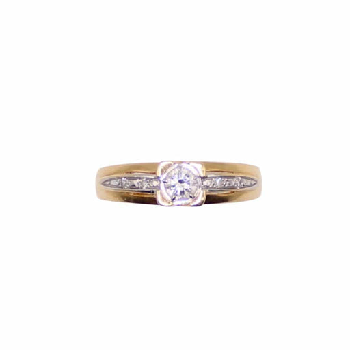 Yellow gold diamond solitaire ring 58 Facettes
