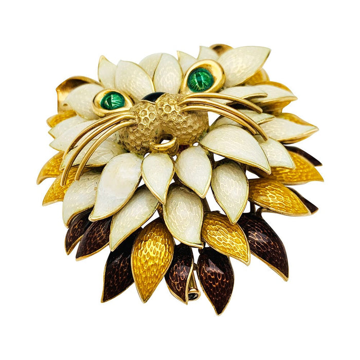 Broche Broche Fred "Chat" en or jaune et émaux. 58 Facettes 30759