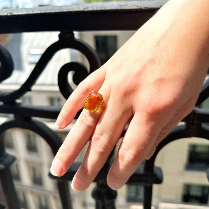 Bague 53 Bague Or jaune Citrine 58 Facettes REF2373-95