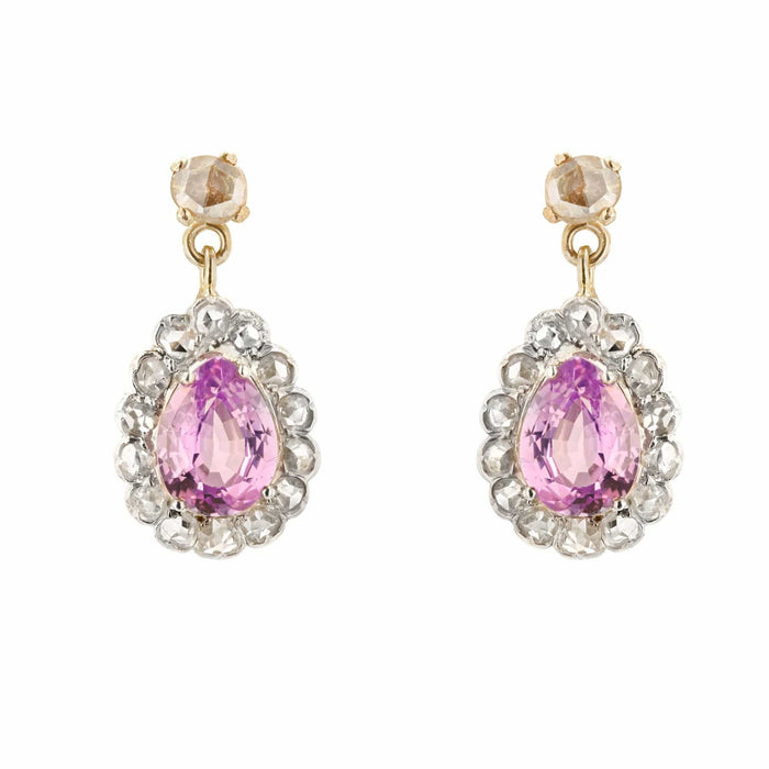 Boucles d'oreilles Boucles d'oreilles anciennes saphirs violet et diamants taillés en rose 58 Facettes 22-443