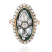Ring 52 Old green enamel diamond ring in marquise 58 Facettes 22-073