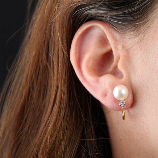 Boucles d'oreilles Boucles d'oreilles perles diamants pour oreilles non percées 58 Facettes 22-334
