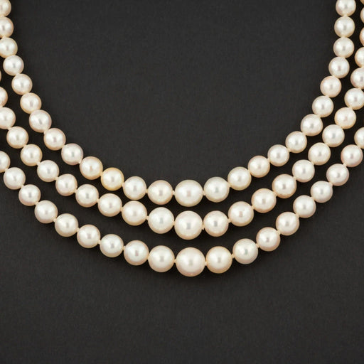 Collier Collier de perles Akoya, en Or blanc & Diamants 58 Facettes