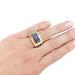 Ring 52 Tank ring in pink gold, platinum, sapphires, diamonds. 58 Facettes 31372