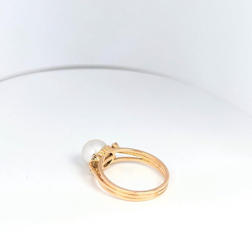 Bague Bague en or jaune diamants et perle 58 Facettes 18699