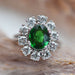 Bague 51 Bague marguerite grenat tsavorite et diamants 58 Facettes 23-221