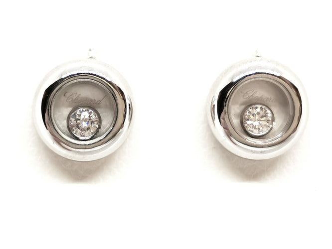 Boucles d'oreilles Chopard Boucles d'oreilles Puces Happy Diamonds Or blanc Diamant 58 Facettes 1468728CN