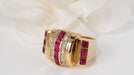 Ring Tank ring in pink gold, diamonds and rubies 58 Facettes 27017