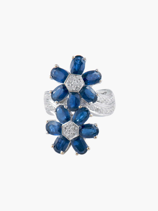 Bague 52 Bague Fleurs Saphirs Diamants 58 Facettes