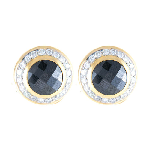 Boucles d'oreilles BOUCLES D’OREILLES OR JAUNE 14K HEMATITE DIAMANTS ET MOISSANITES 58 Facettes LP 920