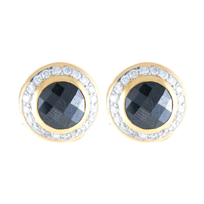 Boucles d'oreilles BOUCLES D’OREILLES OR JAUNE 14K HEMATITE DIAMANTS ET MOISSANITES 58 Facettes LP 920