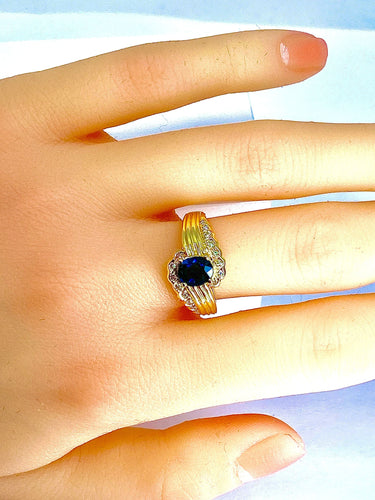 Bague 56 Bague Or jaune Saphir Diamants 58 Facettes AB230