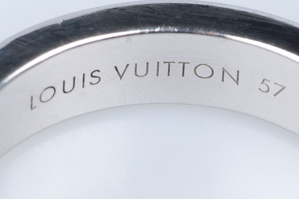 Bague 57 Louis Vuitton - Bague unisexe Effet Creux Or Blanc 58 Facettes BGLVAN-104