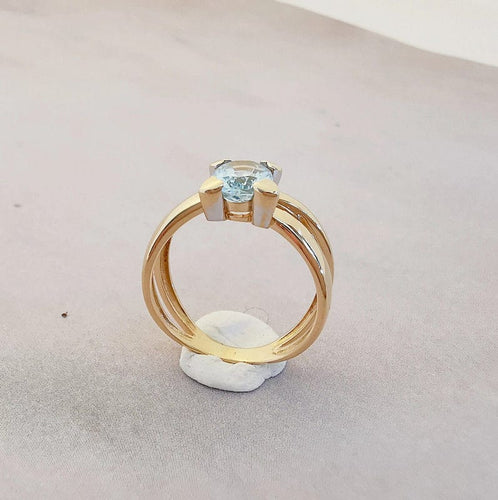 Bague Bague Topaze bleue Or Jaune 58 Facettes AA 1395