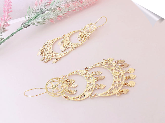 Boucles d'oreilles Boucles d'oreilles Orientales Ajourées et pampilles 58 Facettes AA 1518