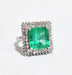 Ring 52.5 White gold ring with Colombian emerald and diamonds 58 Facettes TBU