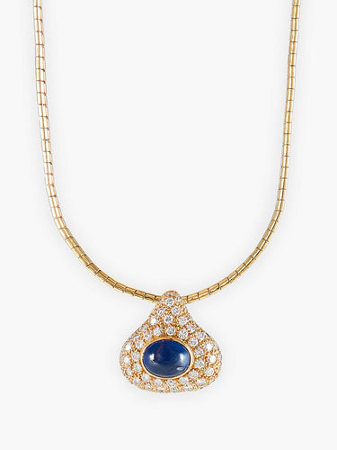 Collier Pendentif sur chaîne Saphir et Diamants 58 Facettes