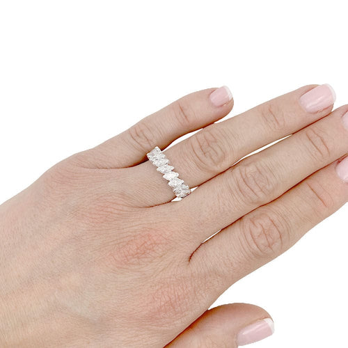 Bague 52 Alliance platine et diamants navettes. 58 Facettes 32469