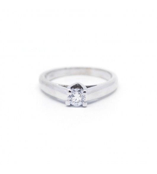 Bague 53 / Blanc/Gris / Or 750 Bague Solitaire Diamant 0.37 carat 58 Facettes 170112R