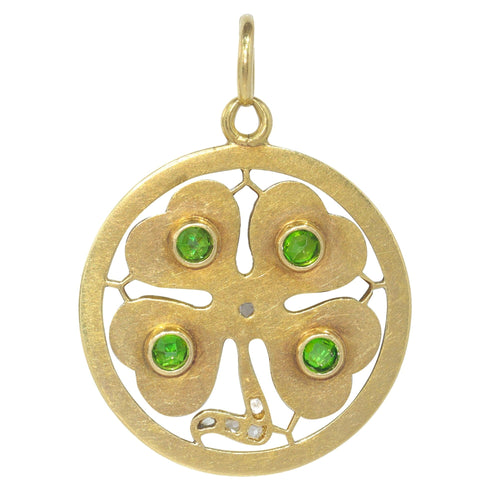 Pendentif Pendentif trèfle à quatre feuilles Art déco Grenats démantoïdes Diamants 58 Facettes 23102-0011