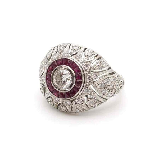 Ring 53 Platinum Diamonds Ruby Dome Ring 58 Facettes 24716