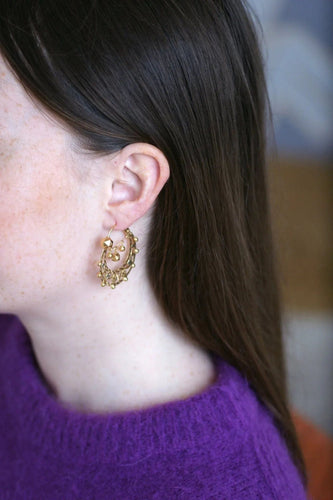 Boucles d'oreilles Grandes créoles savoyardes or blanc 58 Facettes